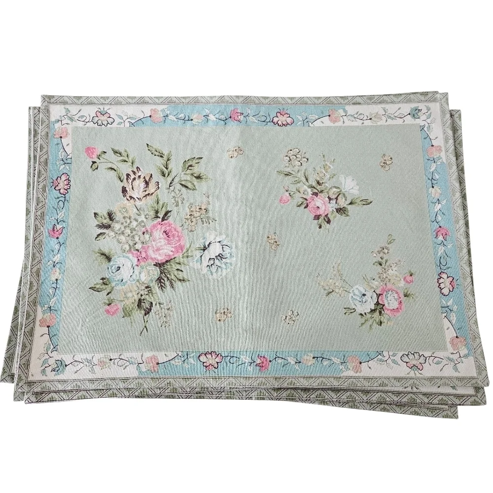 Handprint Potpourri Celadon Placemats, Set of 6